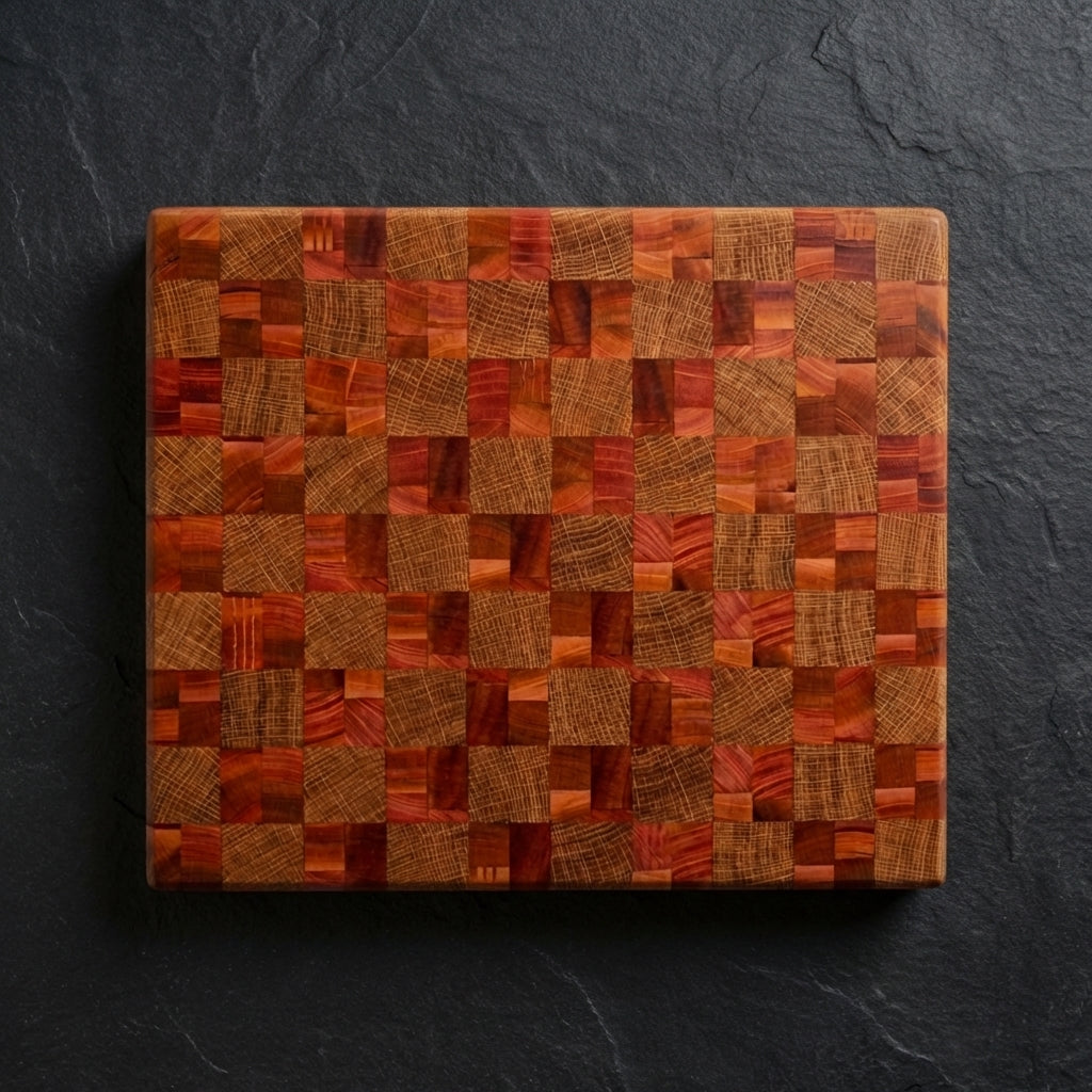 Skärbräda i ek och mahogny, 38x30x3,5 cm