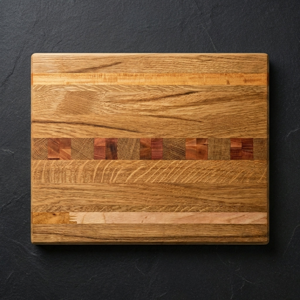Skärbräda i ek och mahogny, 38x30x3,5 cm