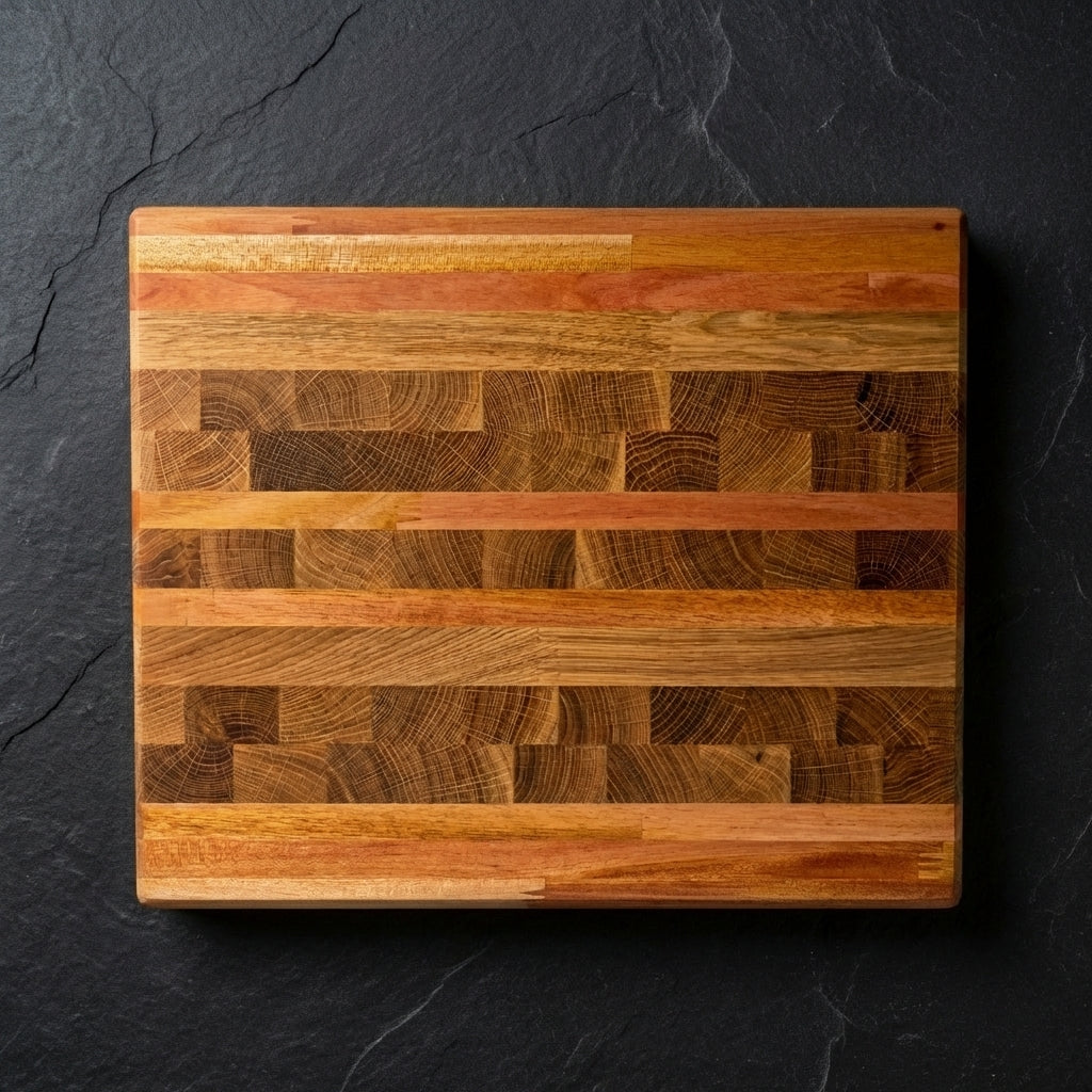 Skärbräda i ek och mahogny, 38x30x3,5 cm