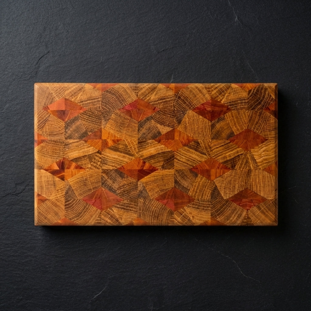 Skärbräda i ek och mahogny, 27x21x3,5 cm