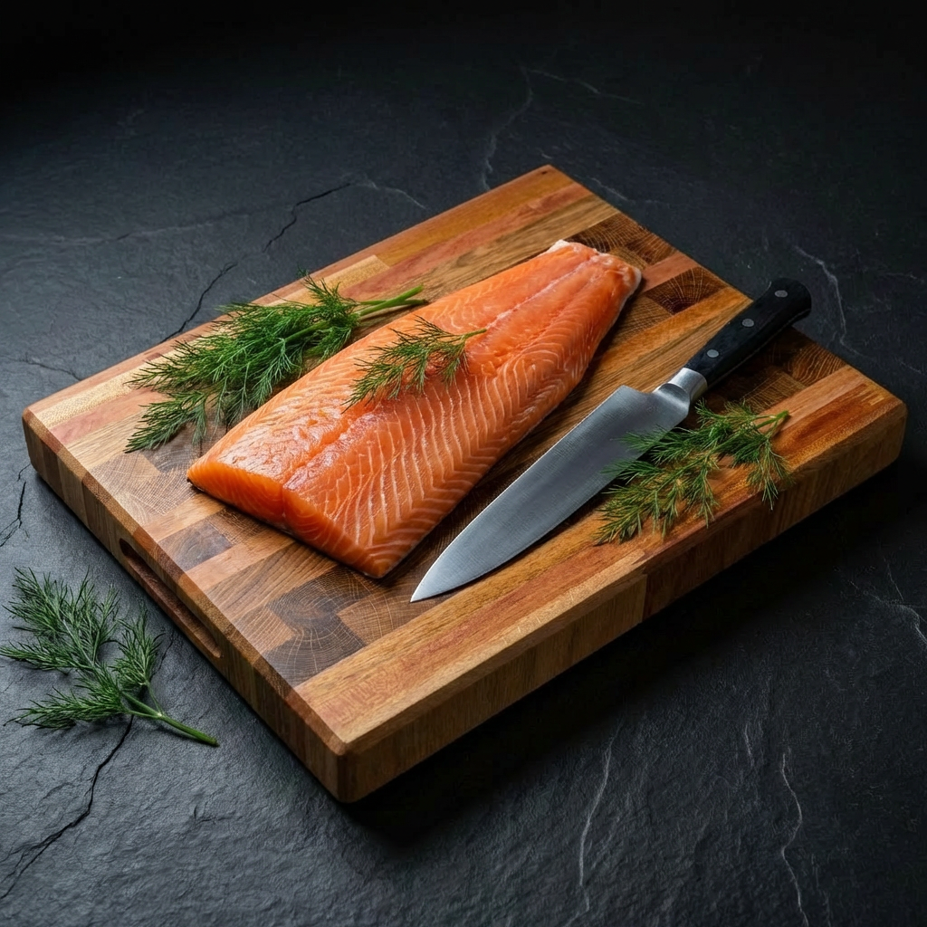 Skärbräda i ek och mahogny, 38x30x3,5 cm