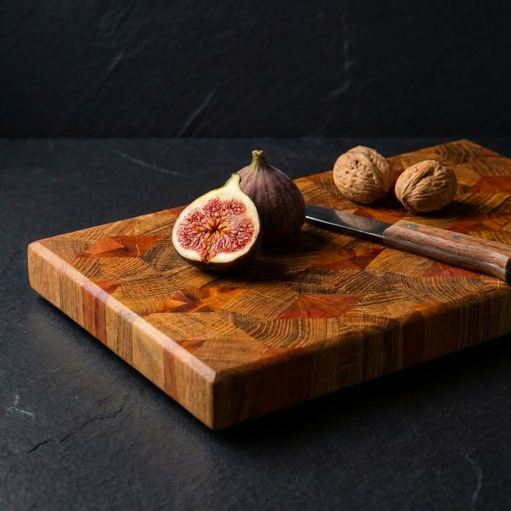 Skärbräda i ek och mahogny, 27x21x3,5 cm