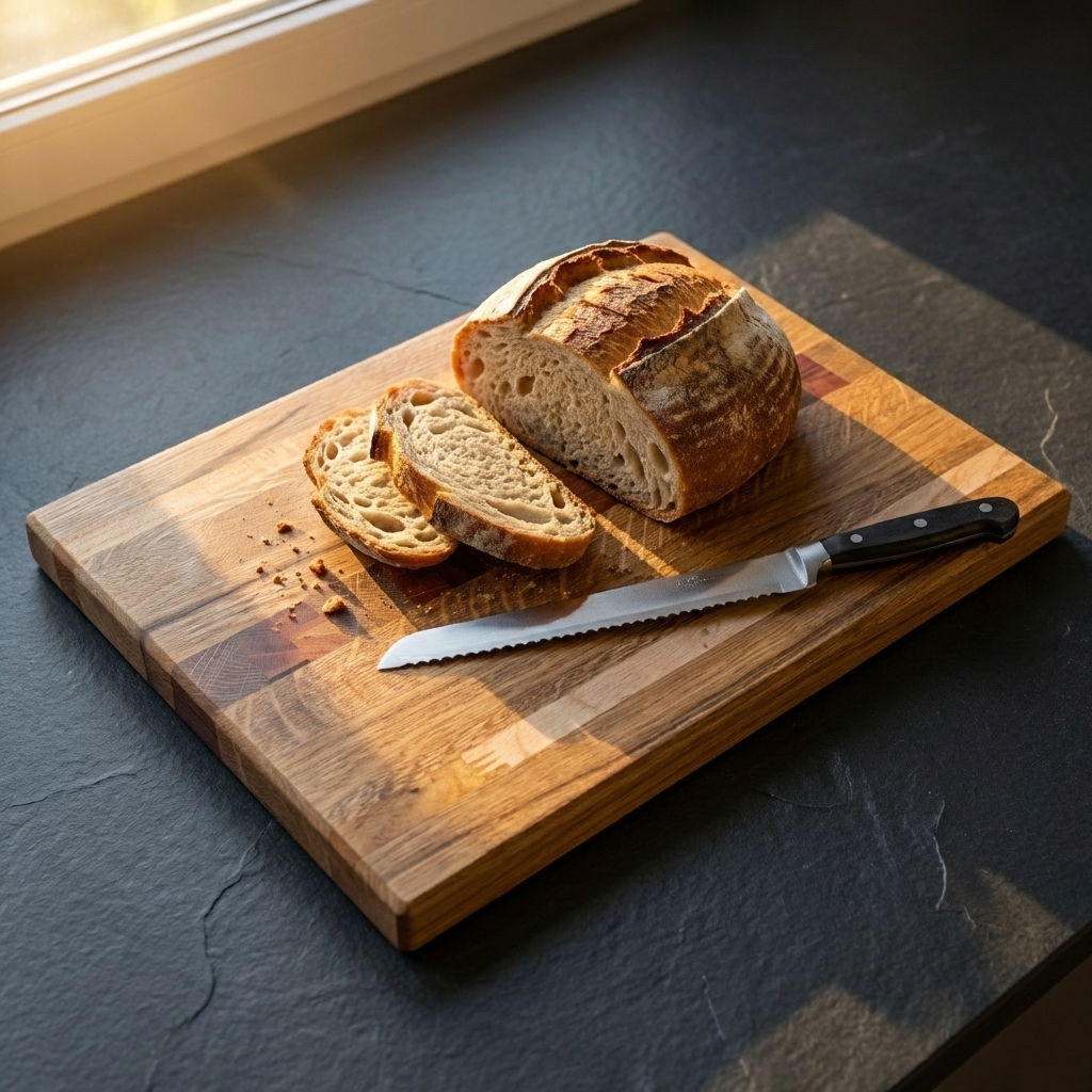 Skärbräda i ek och mahogny, 38x30x3,5 cm